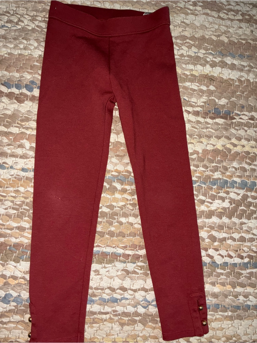 Janie and Jack Burgundy Knit Leggings with Ankle Button Accents